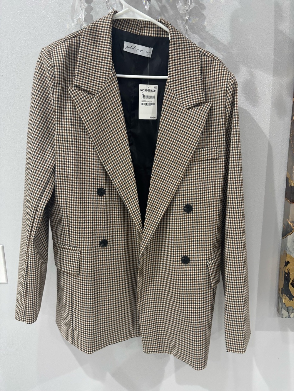 Nordstrom Houndstooth Blazer in Brown and Cream - Picture 1 of 4